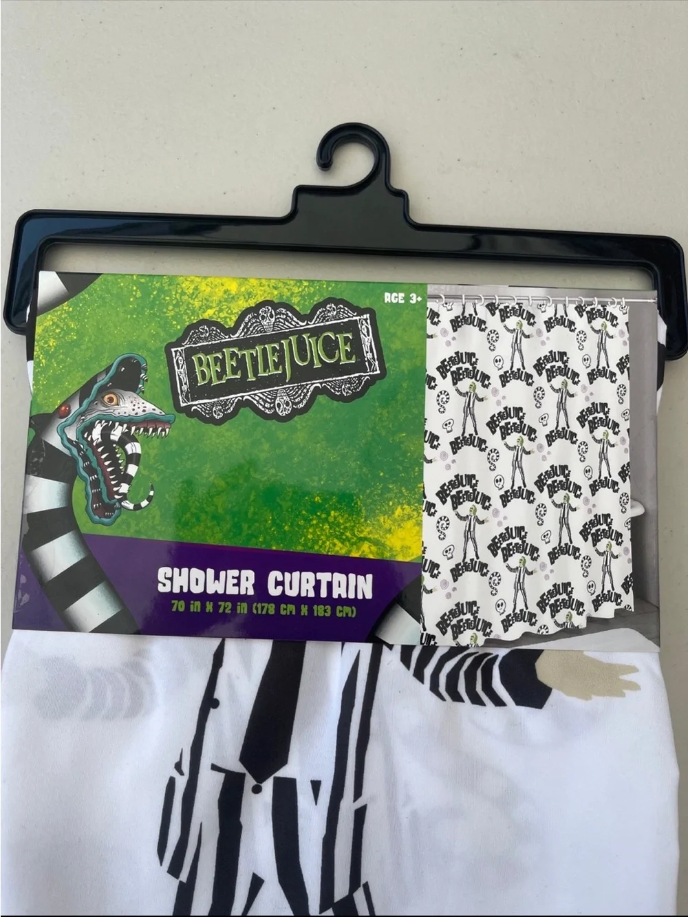 Beetlejuice Black & White Shower Curtain
